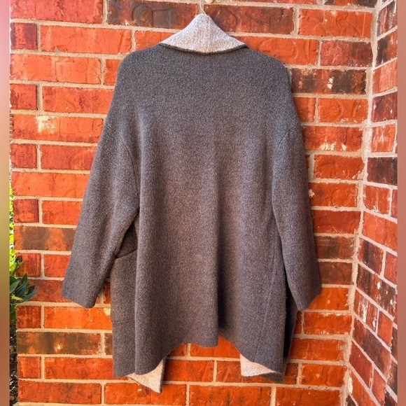 Zara Medium Oversized Gray Wool Blend Cascading Long Cardigan Chunky Sweater - Picture 4 of 9